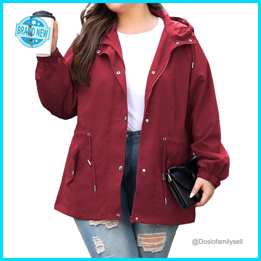 Plus Size Rain Jacket Lightweight Waterproof Wind… - image 1